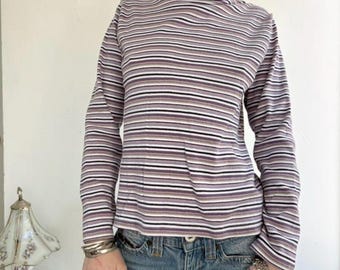 Vintage purple and multicolor striped turtleneck sweater by White Stag size medium