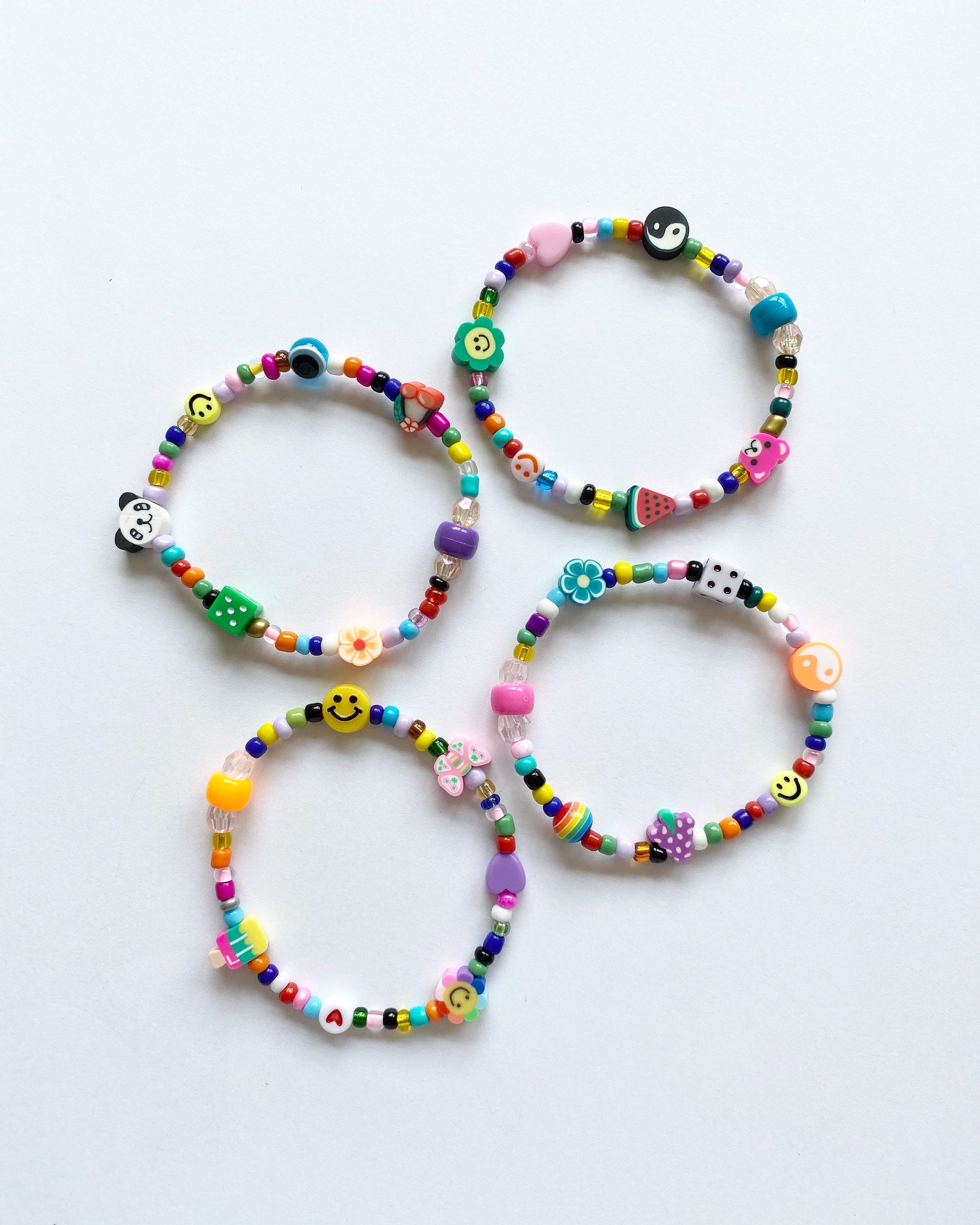 Kyendi Stackable Beaded Stretch Bracelets (Set of 6 - Trendy Colors)