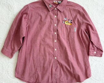 Vintage red and white gingham tweety bird embroidered top by Looney Toons size 22W/24W