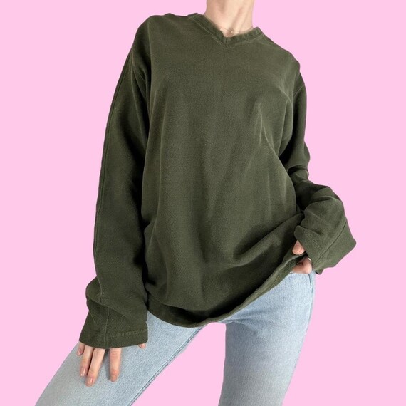 Y2K Eddie Bauer Dark Green Skater Sweater Shirt S… - image 2
