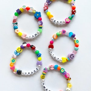 Handmade Colorful Customizable Beaded Bracelets Y2K Name - Etsy