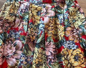 Vintage 80s Multicolor Floral Pleated Maxi Skirt W25 Small