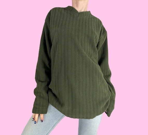 Y2K Dark Green Soft Fleece Skater Sweater Size Medium - Etsy