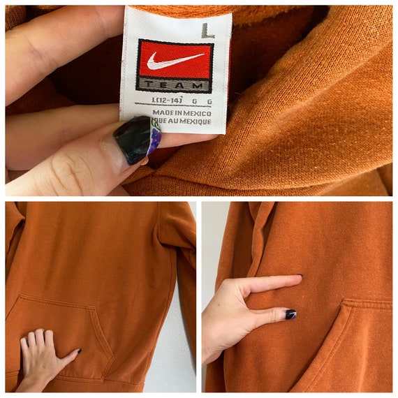 Buy Y2K Burnt Orange Nike Mini Swoosh Hoodie Sweatshirt Online in
