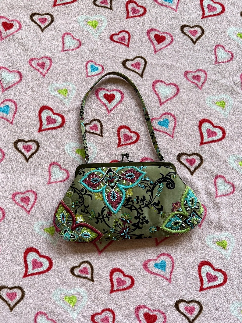 Y2K Santi Beaded Floral Whimsy Goth Mini Purse Bag image 4