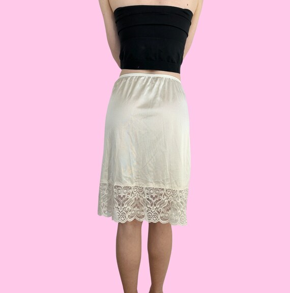 Vintage 80s Cabernet Cream Lace Slip Skirt size S… - image 3