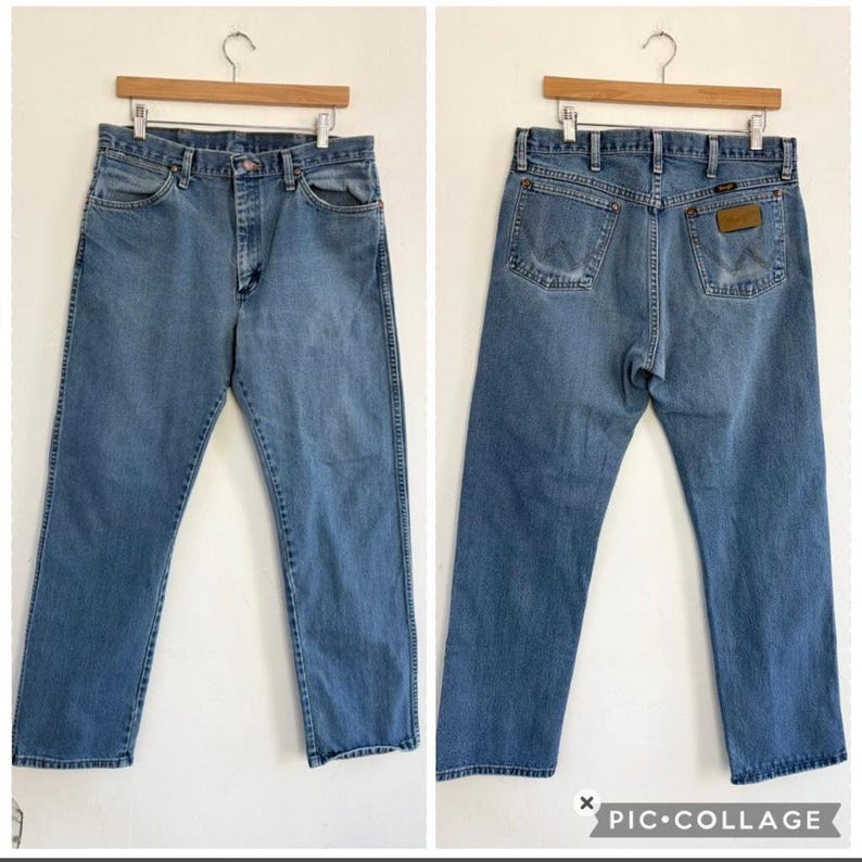 Vaqueros desgastados estilo western vintage de Wrangler, de corte holgado y lavado medio, tallas 30-32 imagen 8