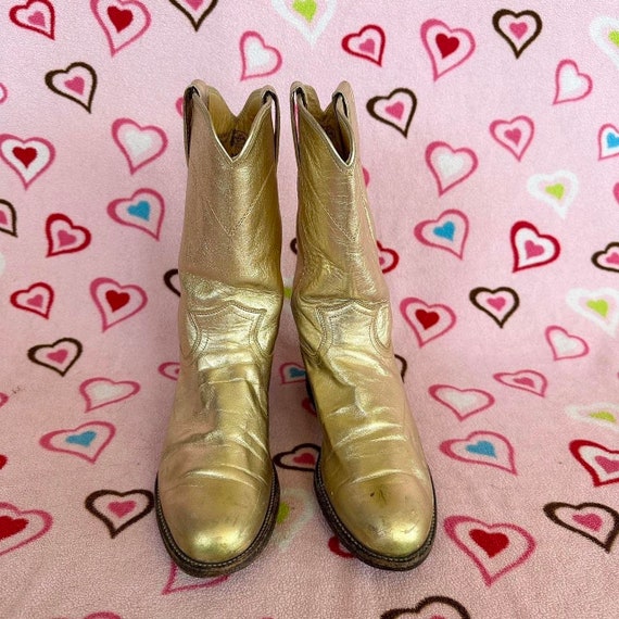 Vintage 90s Justin Gold Leather Western Cowgirl B… - image 4