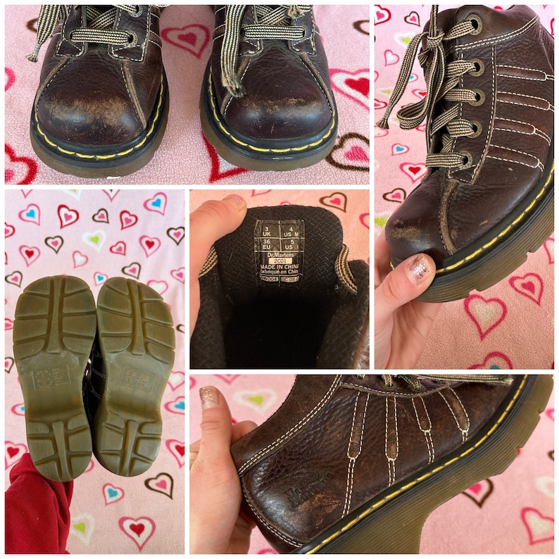 Y2K Dr. Martens 2001 Brown Lace Up Chunky Platform Shoes Womens Size 5 Bild 4