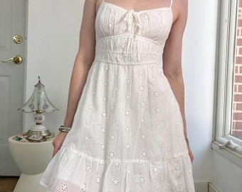 White floral embroidered milkmaid mini dress by Hollister size XS