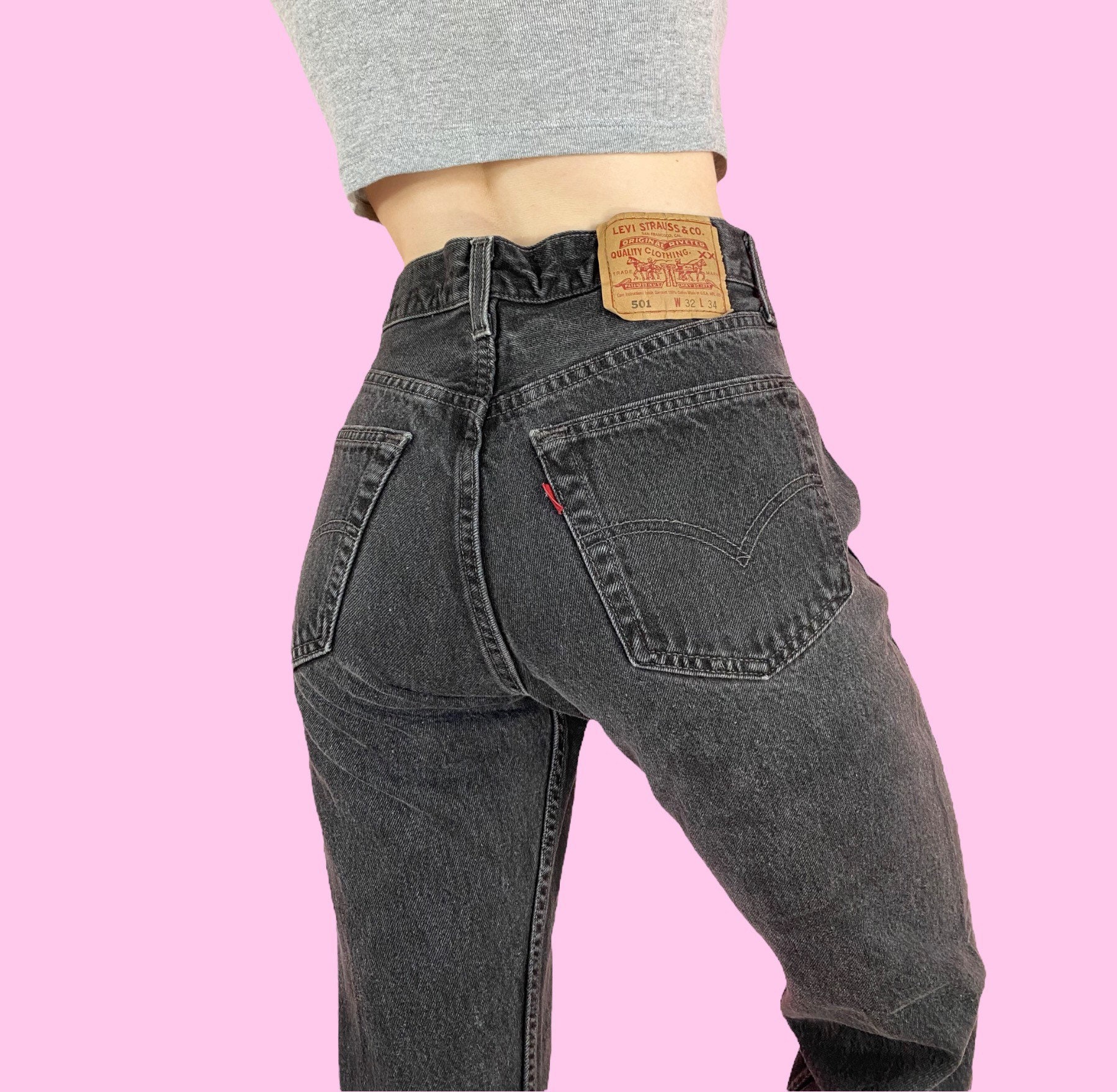Vintage 90s Levis 501 Faded Black Mom Jeans - Etsy Israel