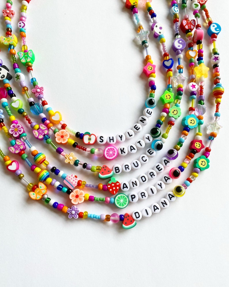 Handmade Beaded Necklace, Beaded Name Necklace, Name Necklace, Personalized Necklace, Beaded Choker, Rainbow Necklace, Custom Necklace image 10