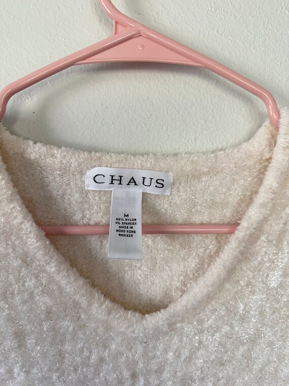 Y2K Cream Soft Fuzzy Sweater Size Medium - image 6
