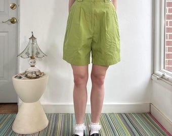Vintage matcha green pleated shorts by Lady LaMode W25