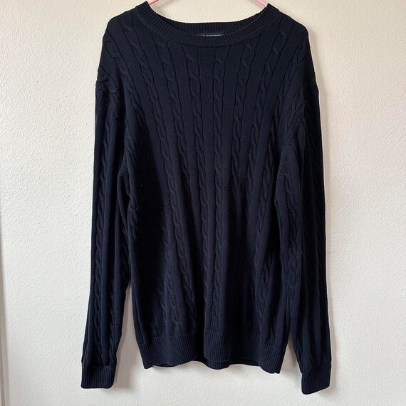 Vintage Navy Blue Cable Knit Grunge Sweater Size … - image 3