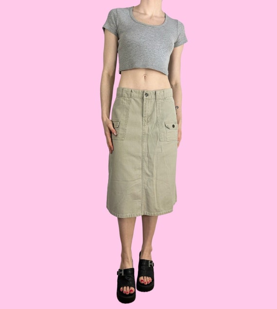 Y2K Beige Khaki Low Rise Fairy Grunge Midi Cargo S