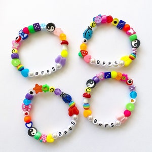 Handmade Colorful Customizable Beaded Bracelets, Y2K Name Bracelet, Y2K Inspired Trendy Beaded Bracelet, Personalized Chunky Bracelet