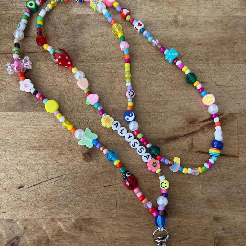 Customizable Badge Holder, Teacher Badge, Nurse Badge, Gifts for Nurse, Beaded Lanyard, Beaded Necklaces, Custom Keychains image 5
