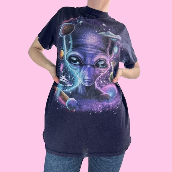 Y2K Purple Alien Space UFO T-shirt Size Medium - Etsy