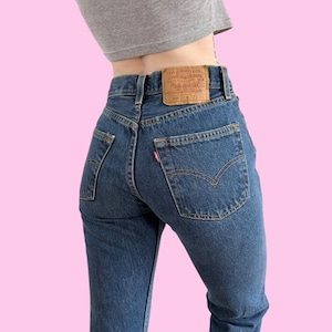 Vintage 90s 501 Levi’s for Women Dark Wash Button Fly Jeans Size 27x32 (Fits W26)