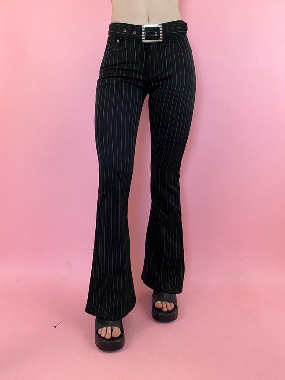 Vintage 90s 1990s Y2K 2000s Black White Pin Stripe