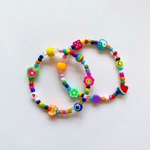 Handmade Colorful Customizable Beaded Bracelets, Seed Bead Bracelets, 90s Inspired Trendy Beaded Bracelet, Personalized Bracelet, Rainbow