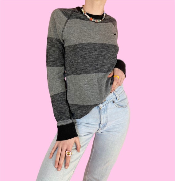 Grey Striped Long Sleeve Waffle Knit | Etsy