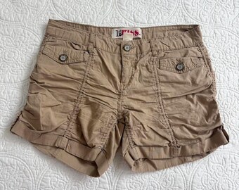 Y2k tan ruched low rise shorts by 1st Kiss size 9