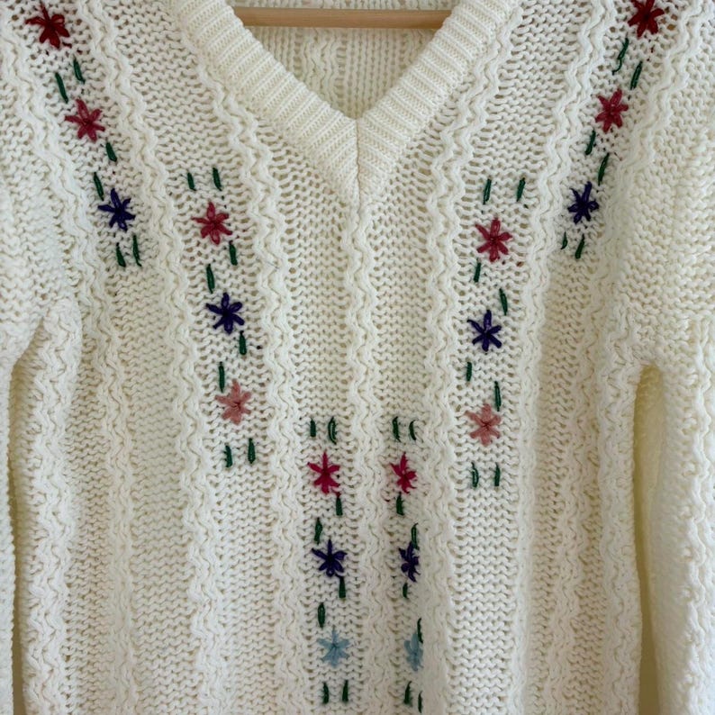 V-Neck Multicolored Hearts Italian Knit Sweater