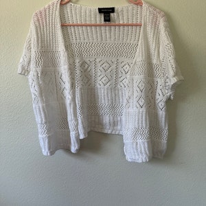 Y2K Blanc Crochet Oeillet Tricot Fée Grunge Cardigan Taille Grande image 3