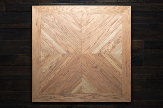 Red Oak Mirrored Chevron Table Etsy