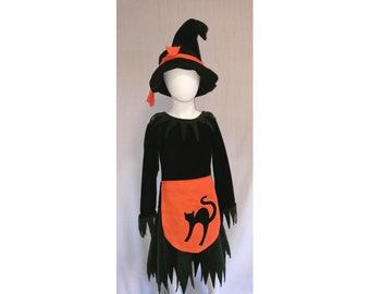 Hexe Halloween Kostüm Karneval Kinder Mädchen Hexenkleid und Hut