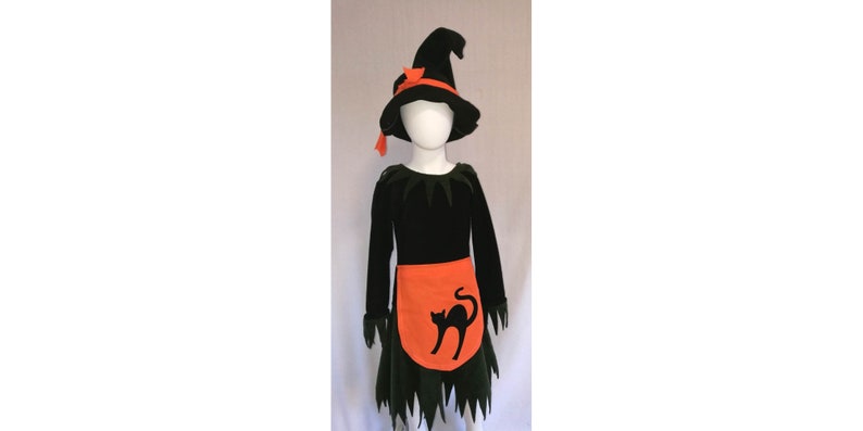 Hexe Halloween Kostüm Karneval Kinder Mädchen Hexenkleid und Hut Bild 1