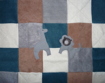 Zwergentraum® Einzigartige Babydecke Kuscheldecke Patchworkdecke Krabbeldecke Löwe Giraffe* Babydecke mit Namen* personalisiert