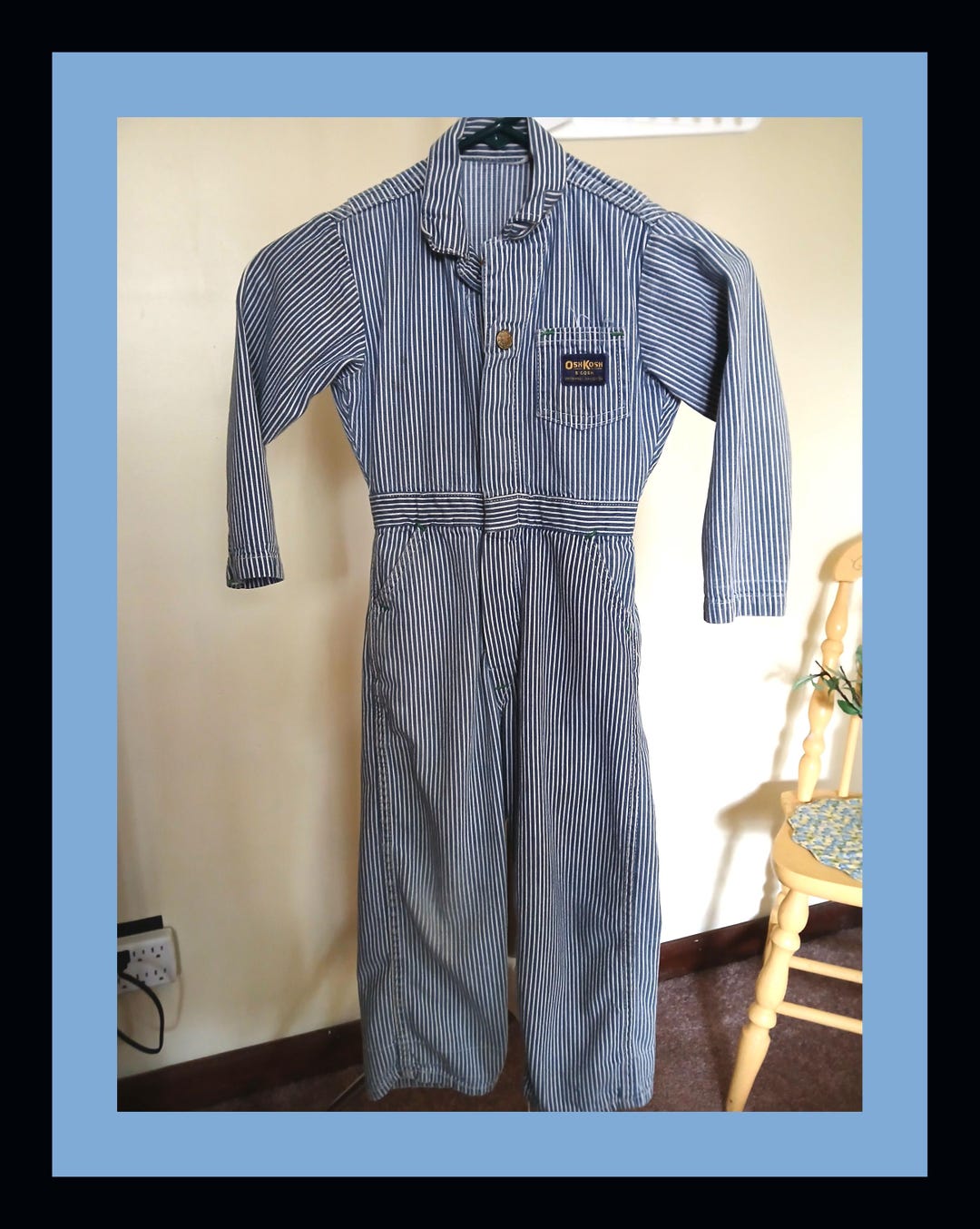 RARE Vintage Oshkosh B'gosh Hickory Striped Toddler Coveralls