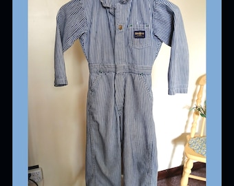 RARE Vintage Oshkosh B'gosh Hickory Striped Toddler Coveralls