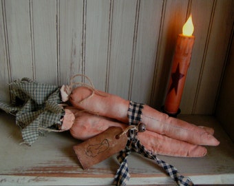 Primitive Country Style Fabric Carrots-Farmhouse-Rustic-Set of 3