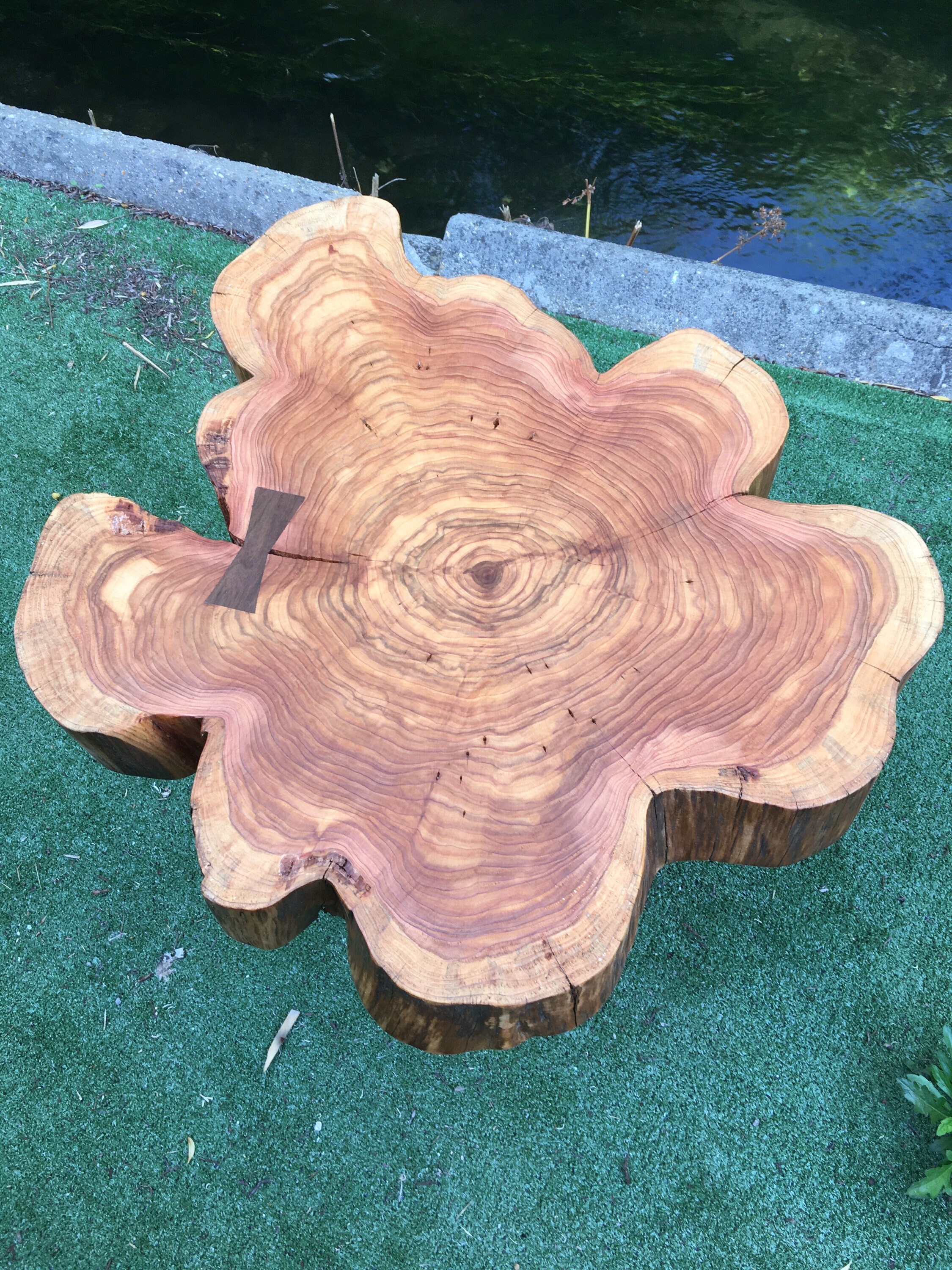 Western red cedar cookie slab with carved walnut cross legs Etsy