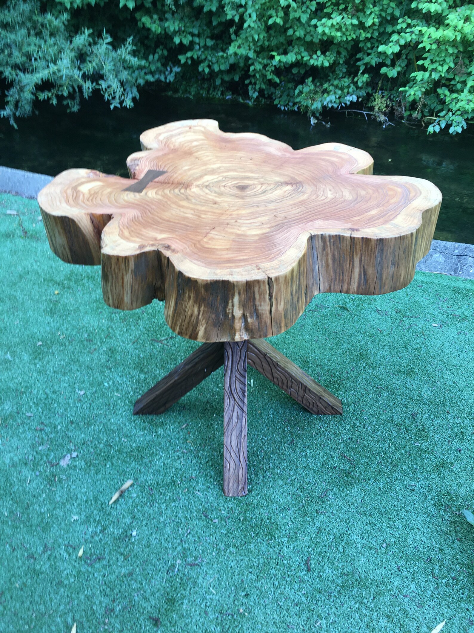 Western red cedar cookie slab with carved walnut cross legs Etsy