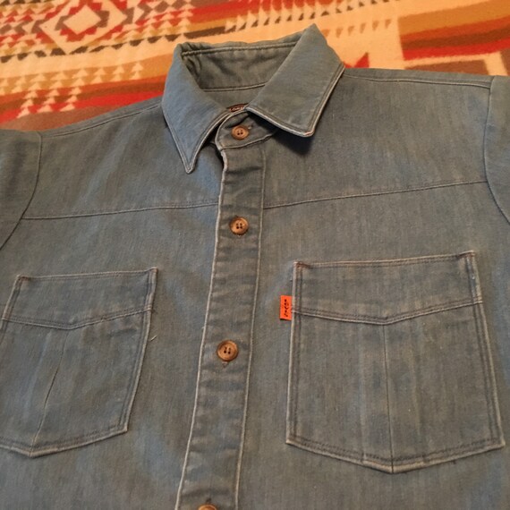 Levi’s Orange tab denim button down shirt Large vi