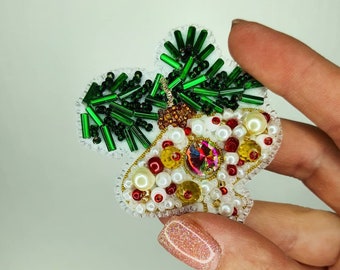 DIY Christmas brooch, Bead embroidery kit, Beaded brooch making set, Hand embroidered brooch, Xmas craft kit, БП-284