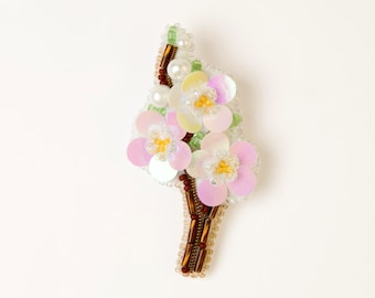 DIY brooch making kit 'Sakura', Jewelry making set, Bead embroidery design, Beadwork pin, Craft kit for adults, БП-296