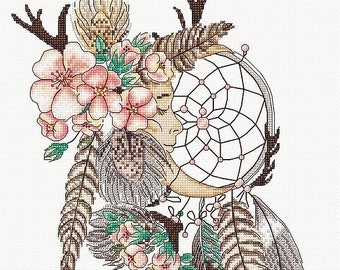 Moon Dreams Dreamcatcher Cross Stitch Kit. High Quality Embroidery Set