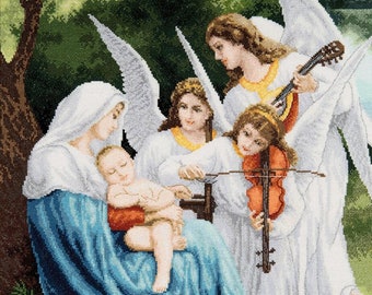 Stitch Your Own Classic: William Bouguereau's Song of the Angels. High Quality Cross Stitch Kit