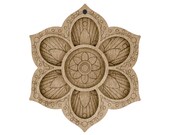 Wooden flower container for beads with needle magnet mandala decor, bead storage organizer, beadwork jewelry making gift, jewelry sorting
