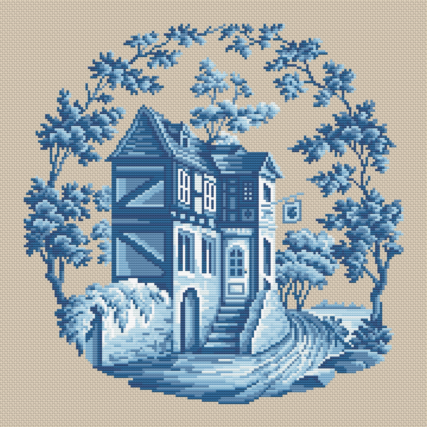 Cozy Cottage PDF Cross Stitch Pattern, Old House Embroidery Chart ...