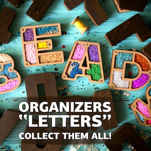 Mini organizador de contas de sementes, recipiente em forma de letra ou número para contas, bandeja de classificação de contas de madeira, fabricação de joias com miçangas