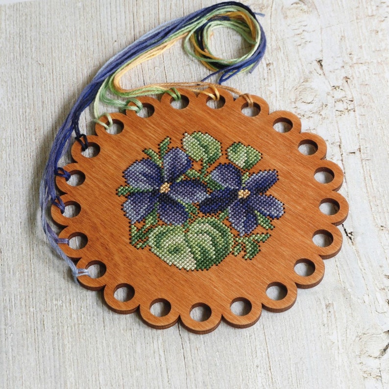 DIY floss organizer with violets decor kit for cross stitch | Etsy