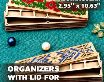 Holzperlen-Organizer, Perlen-Stickset, Perlen-Aufbewahrungsbox mit Nadelmagnet, Holzperlenhalter, DIY-Schmuck-Orgnaizer, Geschenk für Bastler