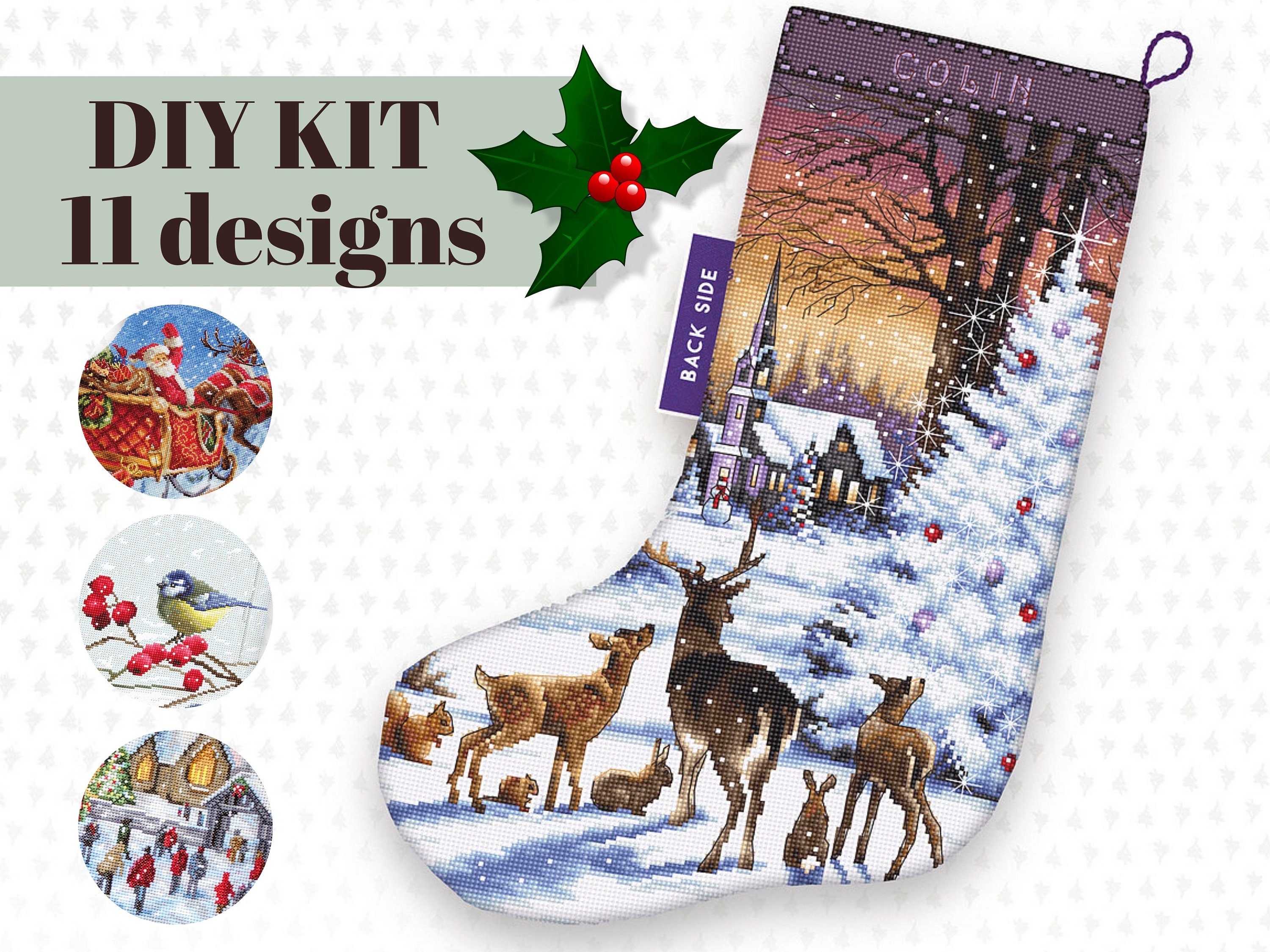 Hand embroidery kits for making Christmas stockings Counted Etsy